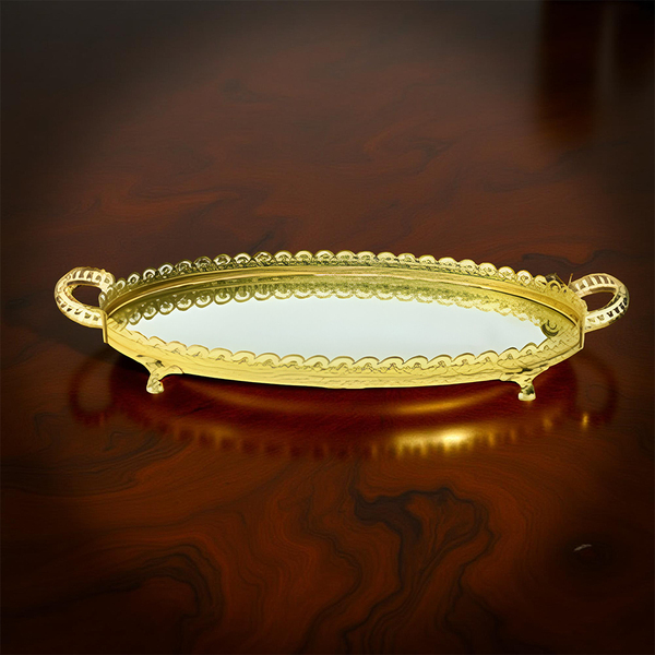 0187228020993 OVAL MIRROR TRAY W/HANDLE - الصورة 1