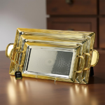 S/STEEL SERVING TRAY-SILVER/GOLD