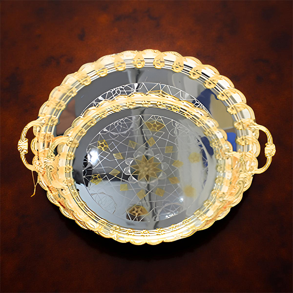 ⁦S/STEEL SERVING TRAY W/HANDLE⁩ - الصورة ⁦1⁩