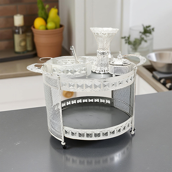 ⁦2-LAYER MIRROR TRAY W/BURNER SET⁩ - الصورة ⁦1⁩