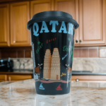 CERAMIC QATAR MUG W/COVER BLACK COLOR