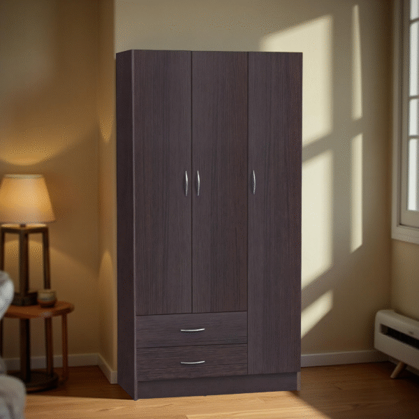 HEV 3 DOORS WARDROBE 8867 W/LOCK-BEECH/CHOCOLATE-
1820X450X920MM