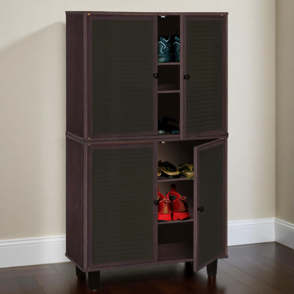 SHOES RACK 2 IN 1 - WHITE+SOLID BLACK- H1224XD298XW705