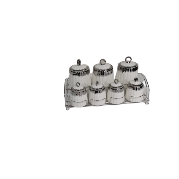 0869225200099 7PCS CANISTER SET W/METAL STAND - الصورة 1