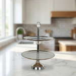 ⁦S/STEEL  2-TIER ROUND CAKE TRAY W/STAND-30X30X40.5⁩ - الصورة ⁦2⁩