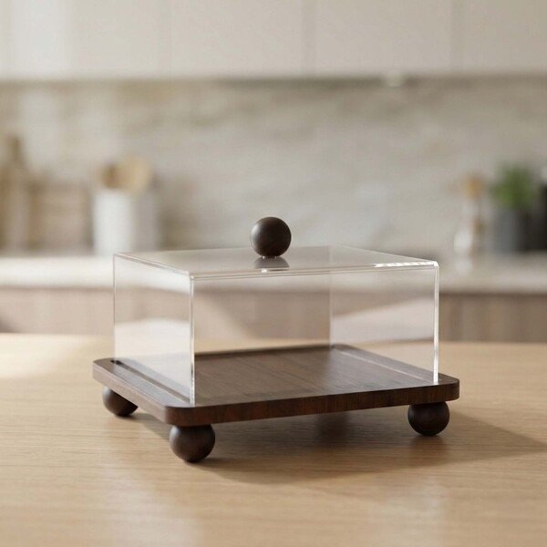 ⁦CAKE TRAY W/COVER-22X22X9CM⁩ - الصورة ⁦2⁩