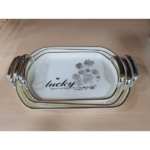 WHITE OVAL 3 PCS PLASTIC TRAY SET W/SMOOTH HANDLE-28X40X3.5