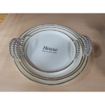 4 PCS EXQUISITE FRUIT TRAY SET WITH/BEAD HANDLE-39.6X39.8X3.5