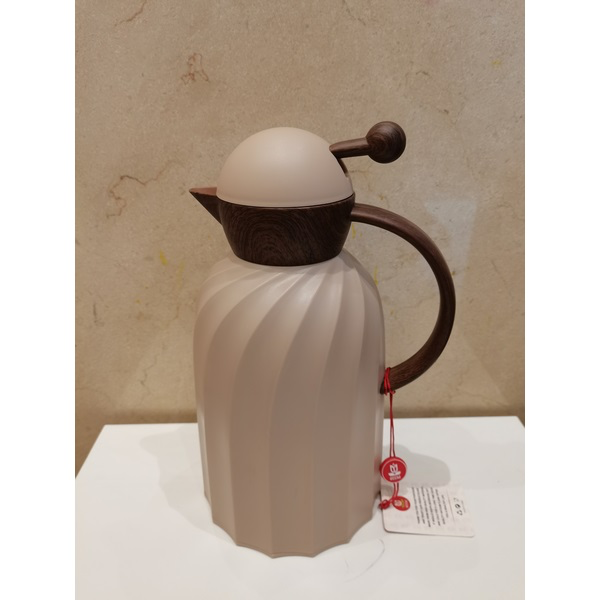 1015110000057 REEM SINGLE THERMOS WITH WOODEN HANDLE-1.0L-COFFEE - Image 1