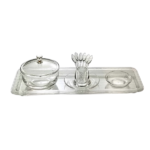 CLEAR ACRYLIC DATE BOWL WITH TRAY & FORK SET