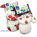 2 PCS POT HOLDER+GLOVE SET-ROSE