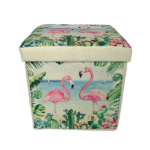LEATHER STORAGE STOOL -36X36X37