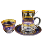 18 PCS GLASS TEA & CAWA CUP W/SAUCER SET