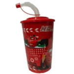 PLASTIC CUP+COVER W/STRAW-550ML