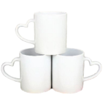 11OZ WHITE CERAMIC MUG W/HEART HANDLE