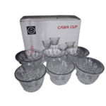 6PCS GLASS CAWA CUP SET-SILVER