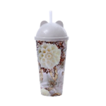 PLASTIC JUICE CUP W/STRAW-600ML