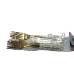 6PCS STEEL FORK SET-WHITE+GOLD-21CM