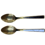 6PCS STEEL SPOON SET-WHITE+GOLD-11CM