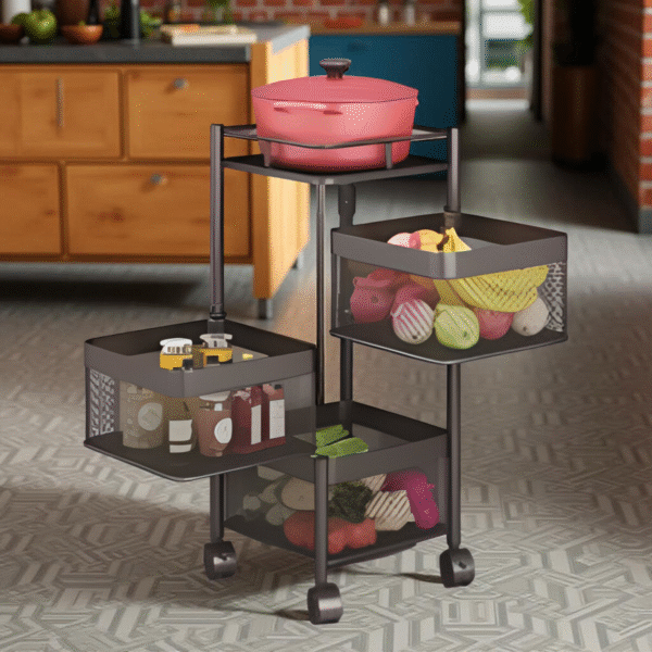 3-LAYER STORAGE TROLLEY RACK BLACK-26X26X61