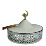 IRON CANDY BOWL W/LID-SILVER/BEIGE-22X22X17CM