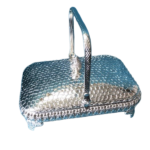 SILVER SQUARE TRAY W/COVER+HANDLE -21X13.5X7.2X16.5CM