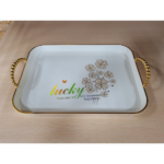 WHITE RECT. PLASTIC TRAY W/BEAD HANDLE-46.6X31X3.5