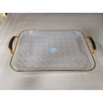 TRANSPARENT RECT. PLASTIC TRAY W/HANDLE-46.6X31X3.5