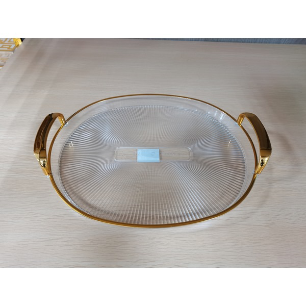 1704228027154 EGG-SHAPED PLASTIC TRAY W/HANDLE-38X29.5X2.7 - الصورة 1