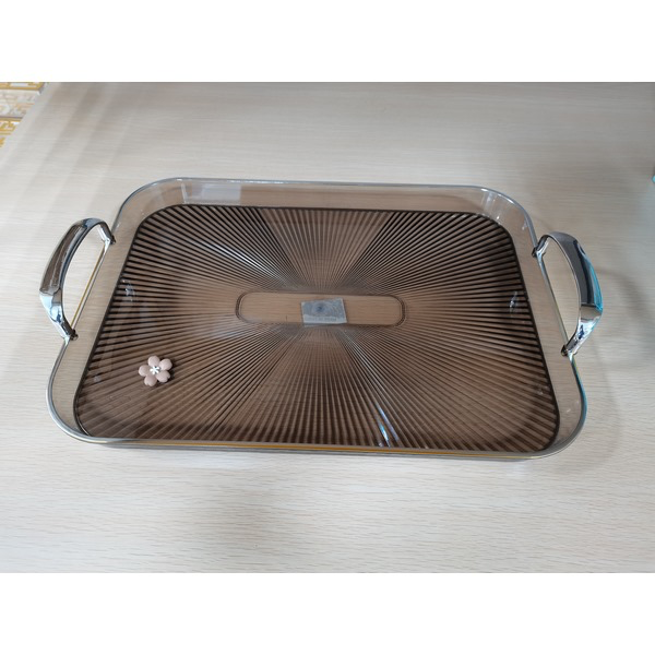 ⁦SILVER PLATED RECT. TRAY W/HANDLE-46.6X31X3.5⁩ - الصورة ⁦1⁩