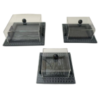CAKE TRAY W/ACRYLIC COVER-25X25X9CM
