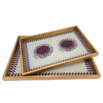 WOODEN+GLASS RECT. SERVING TRAY-40X25X3CM