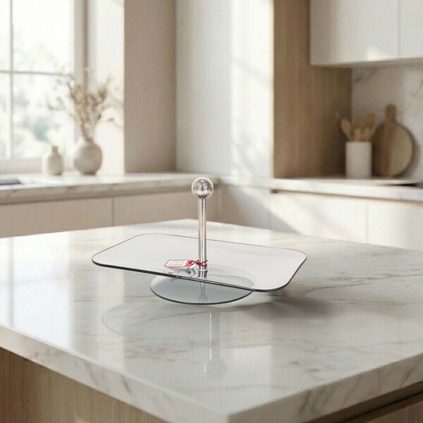 ⁦GLASS CAKE TRAY W/STAND-29X18X15CM⁩ - الصورة ⁦2⁩