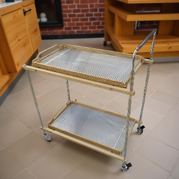 2 LAYER WOODEN & ACRYLIC TROLLEY-70X40X85-TY8303