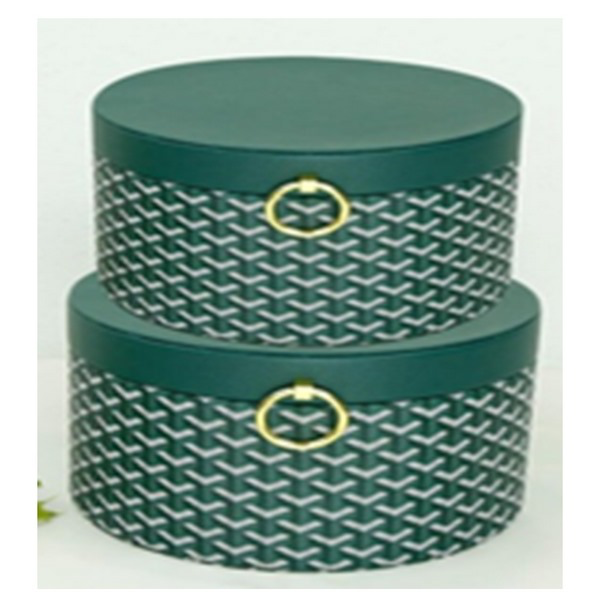 ⁦LEATHER ROUND GIFT BOX-28*18*5CM⁩ - الصورة ⁦1⁩