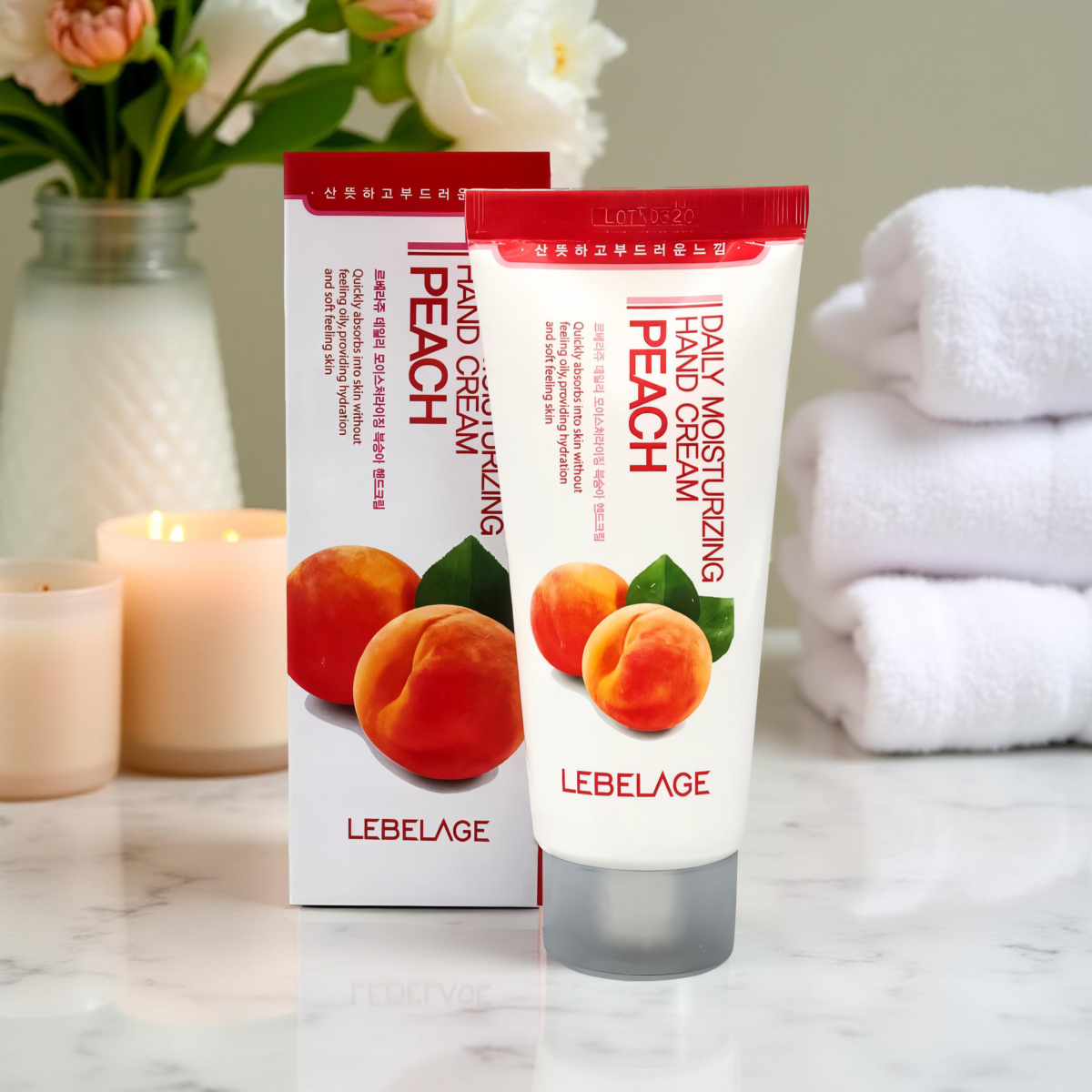 ⁦LEBELAGE DAILY MOISTURIZING PEACH HAND CREAM-100ML⁩ - الصورة ⁦1⁩