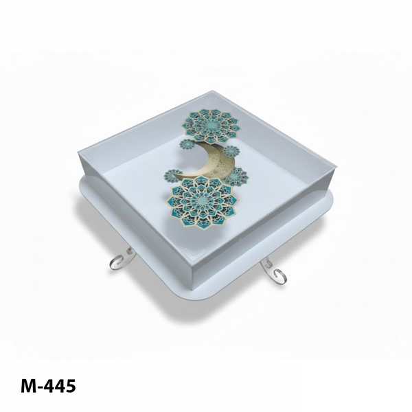 2007560000011 ACRYLIC CANDY BOX W/LID & STAND-RAMADAN KAREEM - Image 1