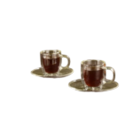 2+2 DOUBLE WALL GLASS CUP & SAUCER SET-50ML