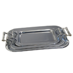 S/STEEL RECT. TRAY WITH 2 SIDE HANDLE