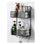 METAL 2-LAYER STORAGE RACK W/HANGER-26X13X42.5CM