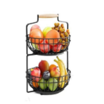 METAL ROUND 2-LAYER FRUIT BASKET-43.5X25.5X27CM