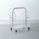 ACRYLIC GREEN MINI BAR CART-L500XW300XH665MM-CLEAR