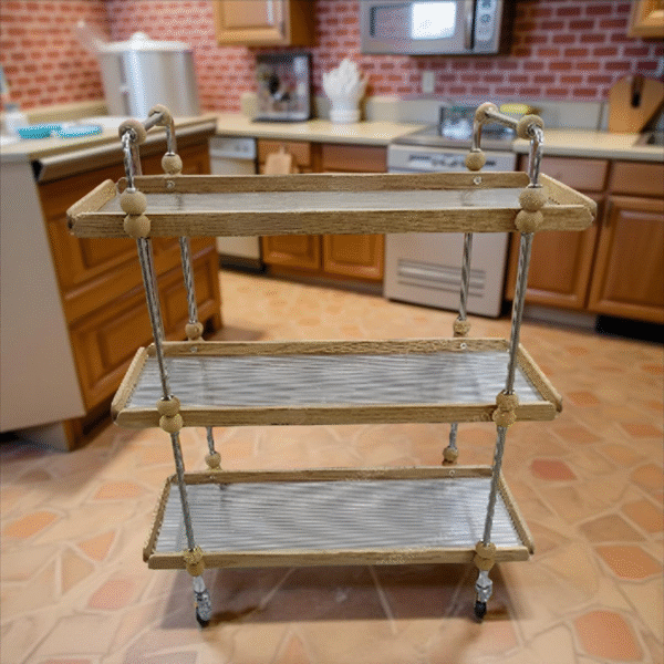 3 LAYER WOODEN & ACRYLIC TROLLEY-81X37X103-TY8299