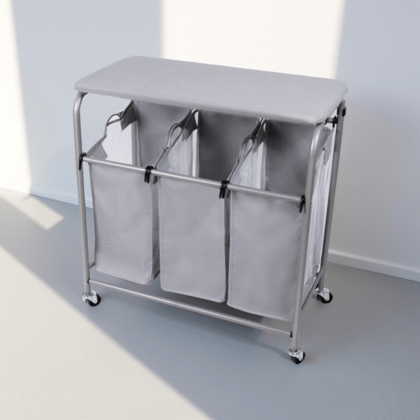 FANAR 3-BAGS LAUNDRY HAMPER CART-88X80X40CM