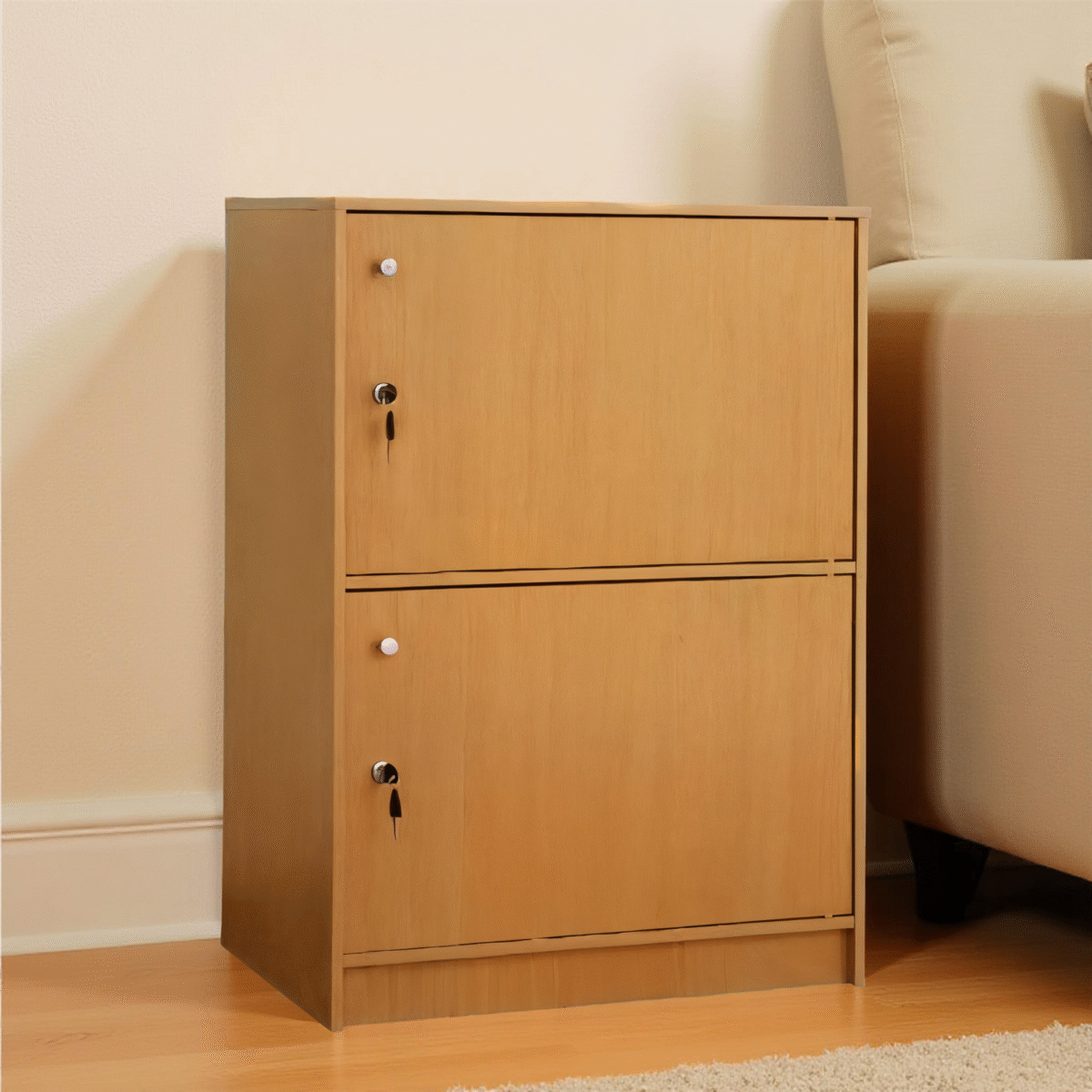 ⁦HEVEAPAC TIRE SHELF WITH DOORS+LOCK-BEECH/QUEEN⁩ - الصورة ⁦1⁩