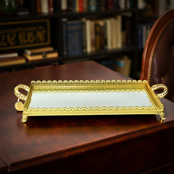RECTANGULAR MIRROR TRAY W/HANDLE