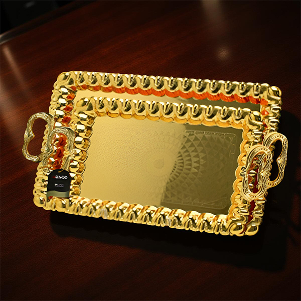 ⁦S/STEEL SERVING TRAY-GOLD⁩ - الصورة ⁦1⁩