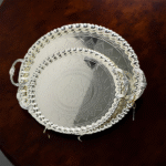 S/STEEL SERVING TRAY W/HANDLE-SILVER