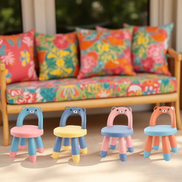 ⁦CHILDREN CARTOON CHAIR-SKY BLUE W/PINK SEAT -30X30X44⁩ - الصورة ⁦1⁩