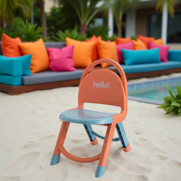 1704210060187 CHILDREN CARTOON CHAIR-SKY BLUE W/PINK -40.5X30.5X52.5 - Image 1